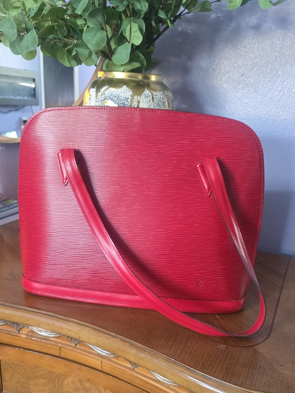 Louis Vuitton Red Epi Leather Dome Shoulder Bag
